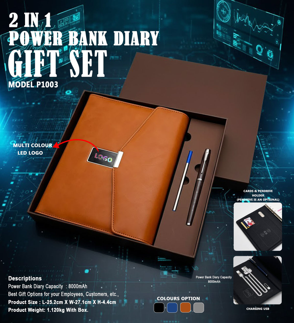 2 In 1 Power Bank Diary Gift Set P1003
