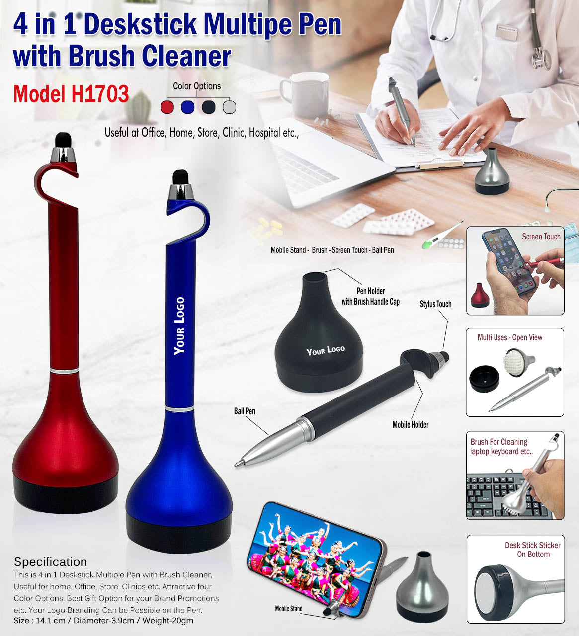 4 in 1 Deskstick Multiple Pen H1703
