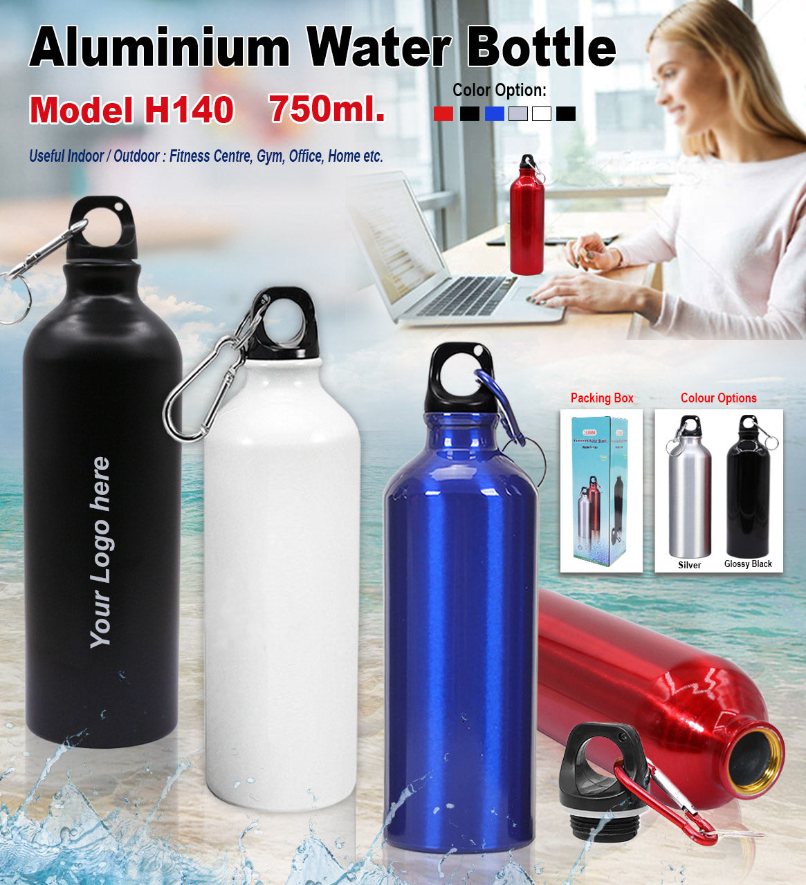 Aluminium Water Bottle H140 750ml