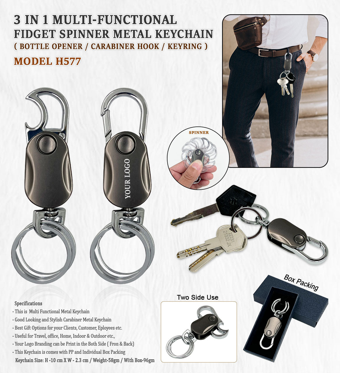 Fidget Spinner Metal Keychain H577