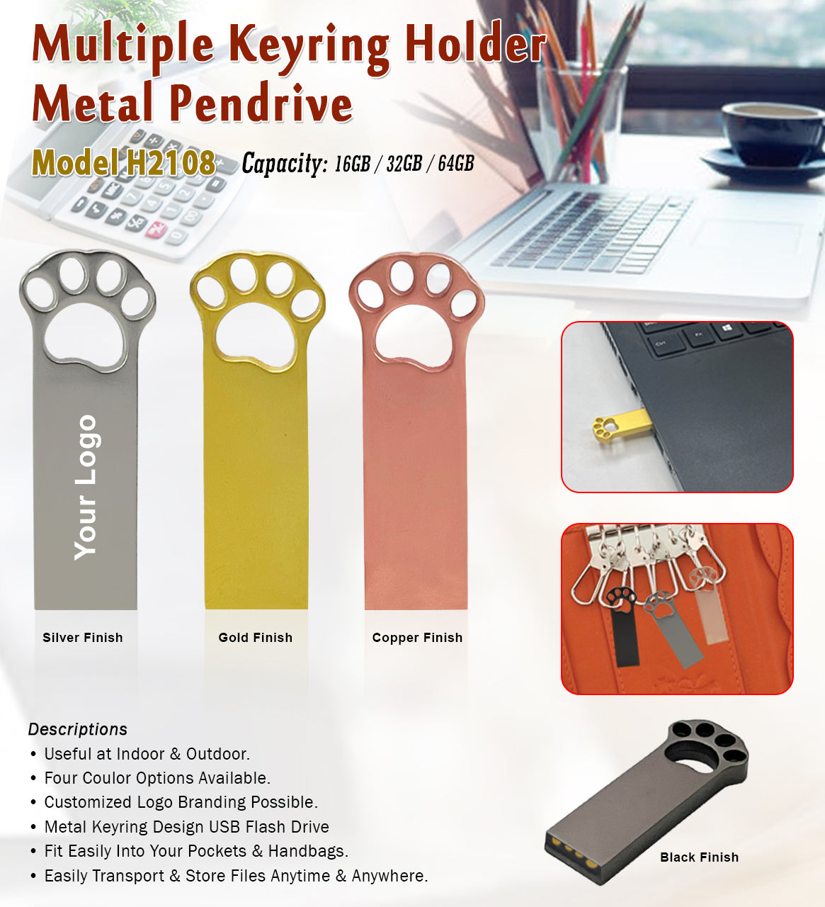 Multi Keyring Holder Pendrive H2108 - 32GB
