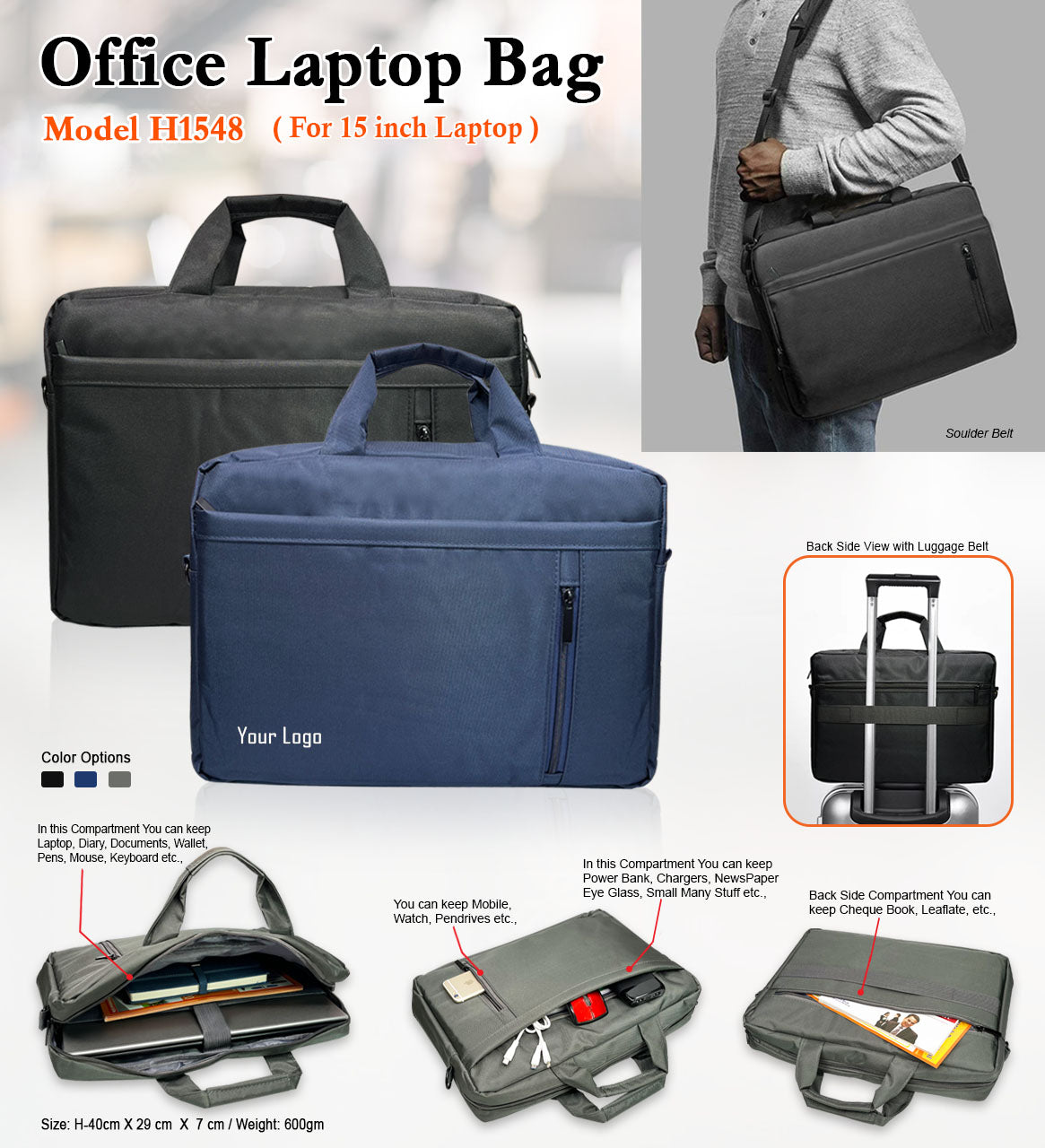 Office Laptop Shoulder Bag H1548