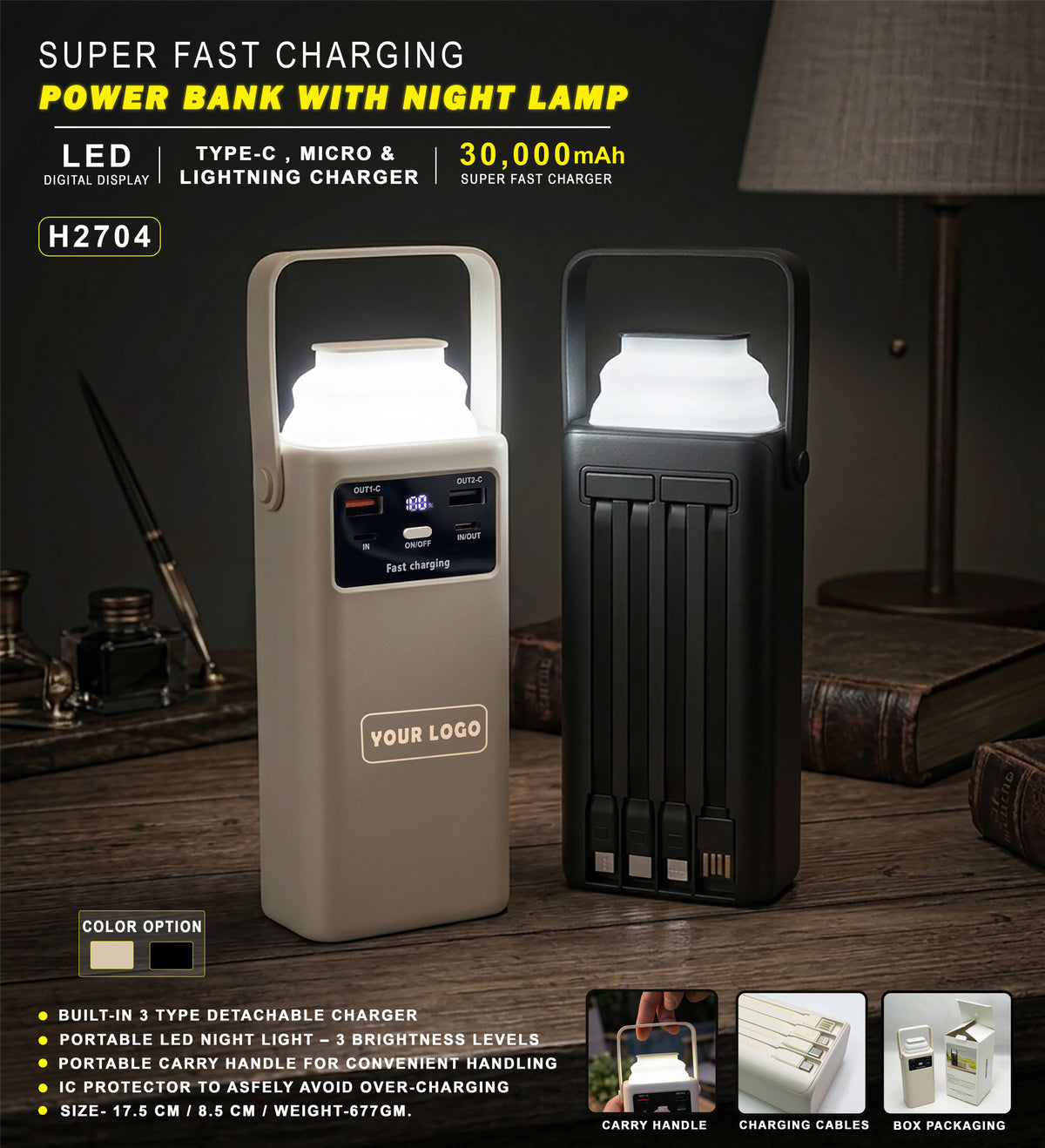 Super Fast Charging Power Bank With Night Lamp H2704