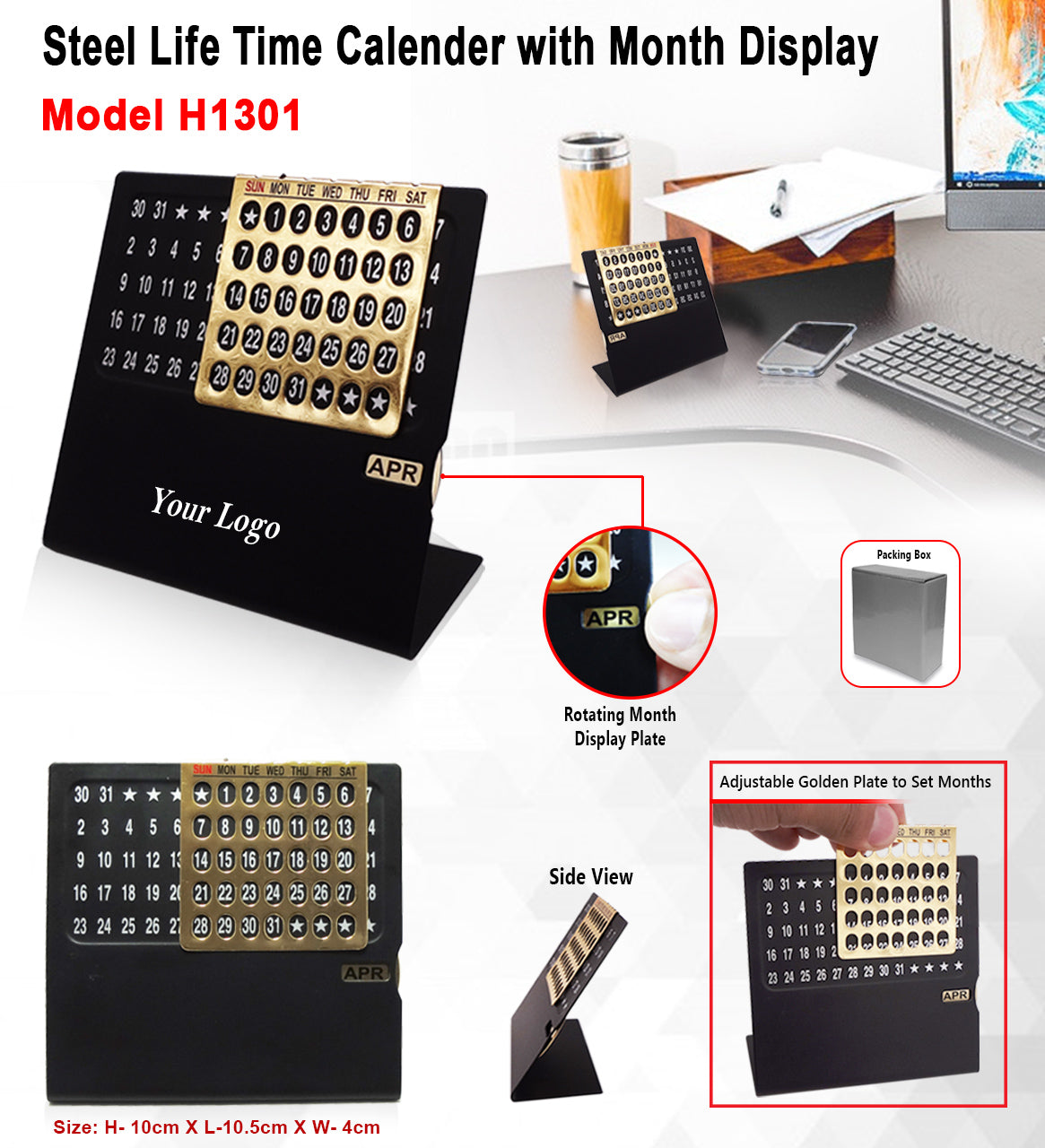 Steel Life Time Calender with Month Display H1301