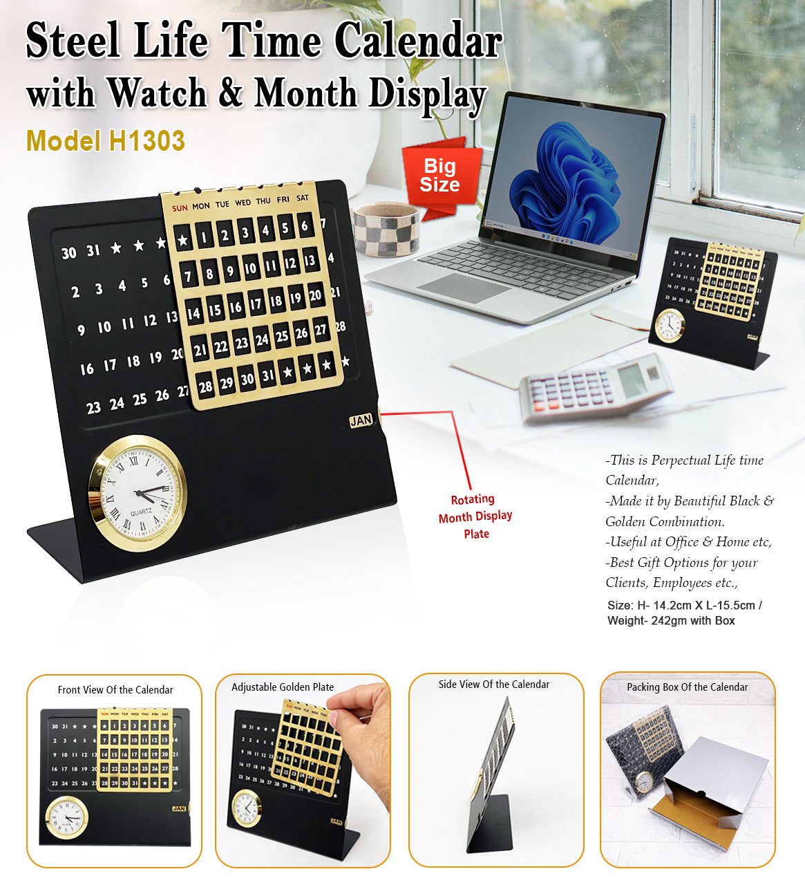 Steel Life Time Calendar H1303