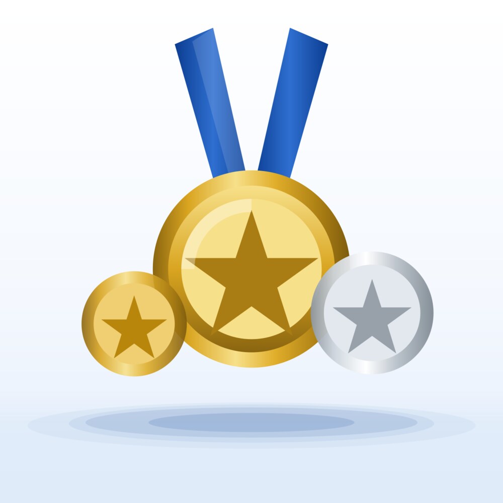 Gold Medal Set with Ribbon (Pack of 10)