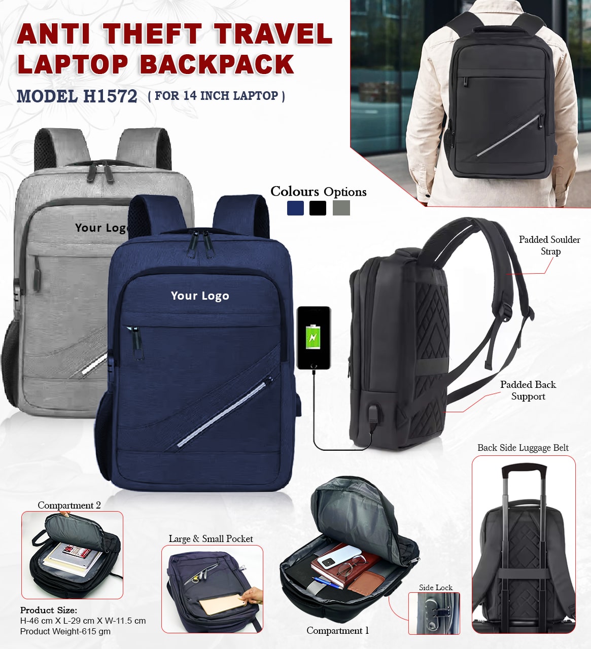 Travel Laptop Backpack H1572