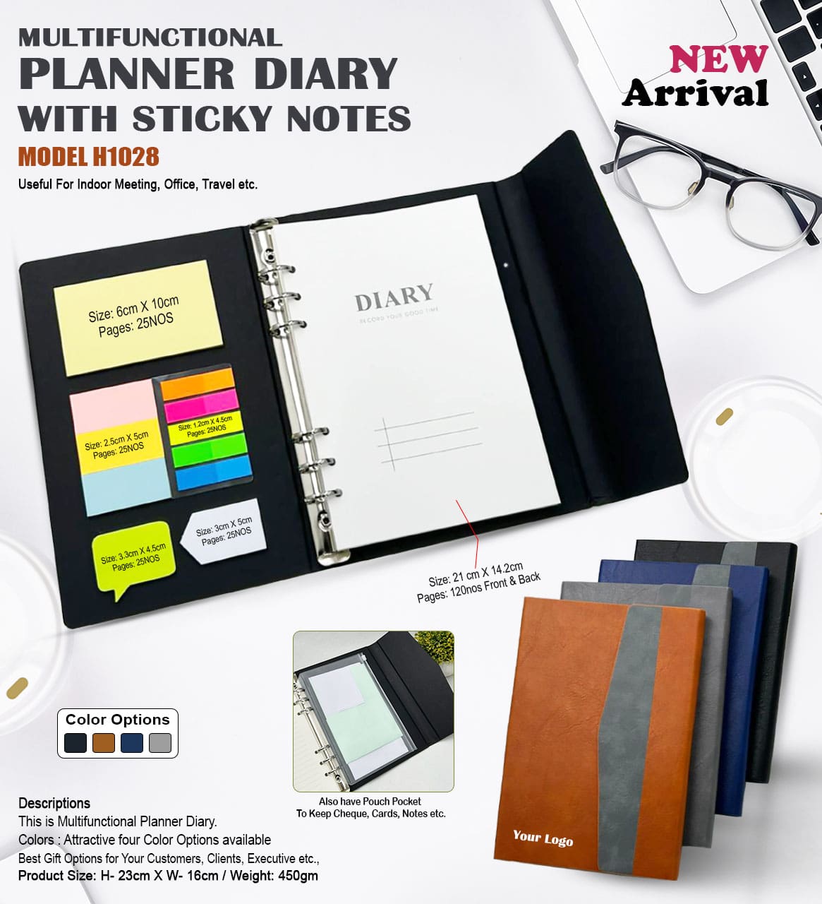 Planner Diary with Sticky Notes H1028