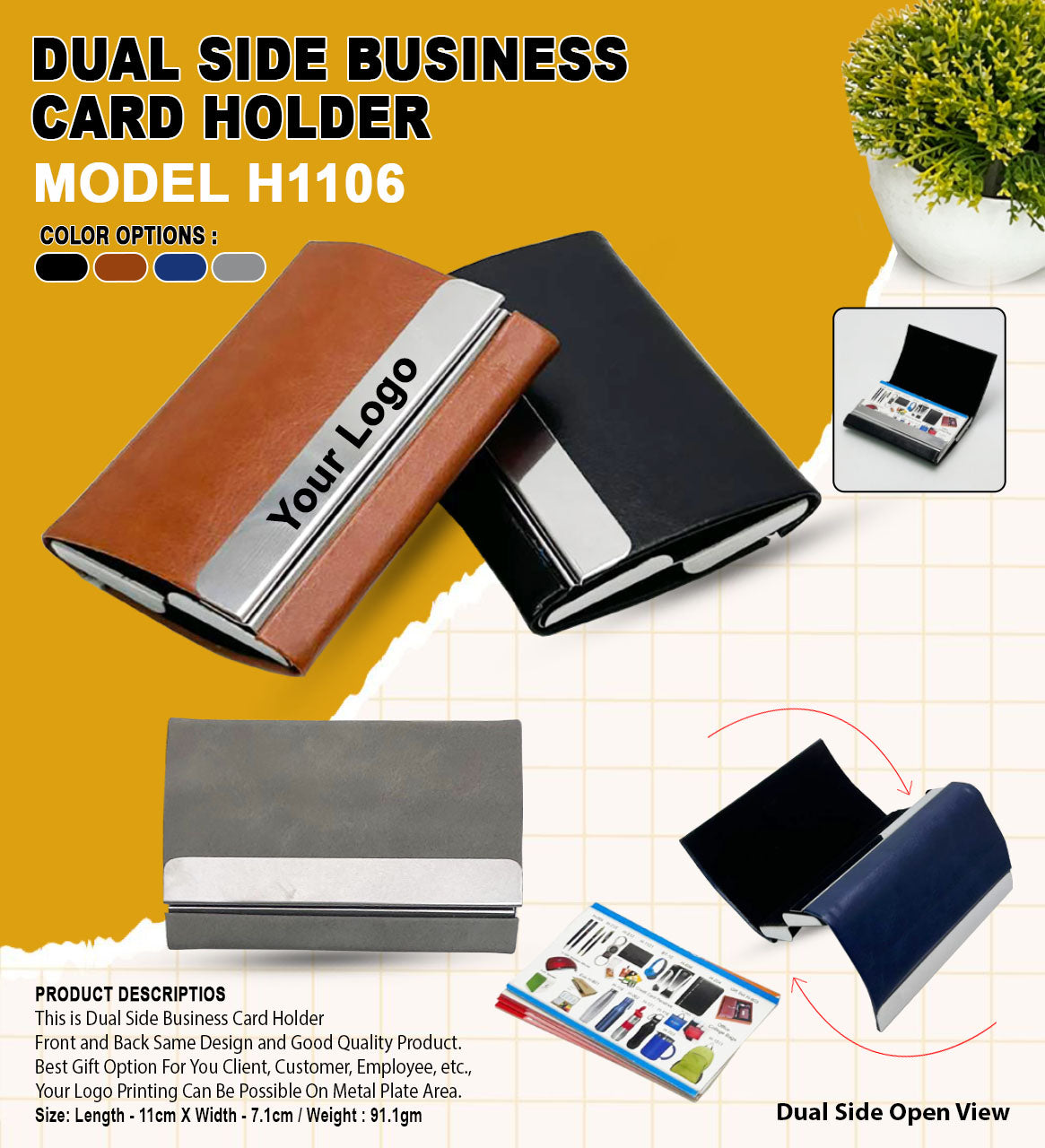 Dual Side Business Card Holder H1106