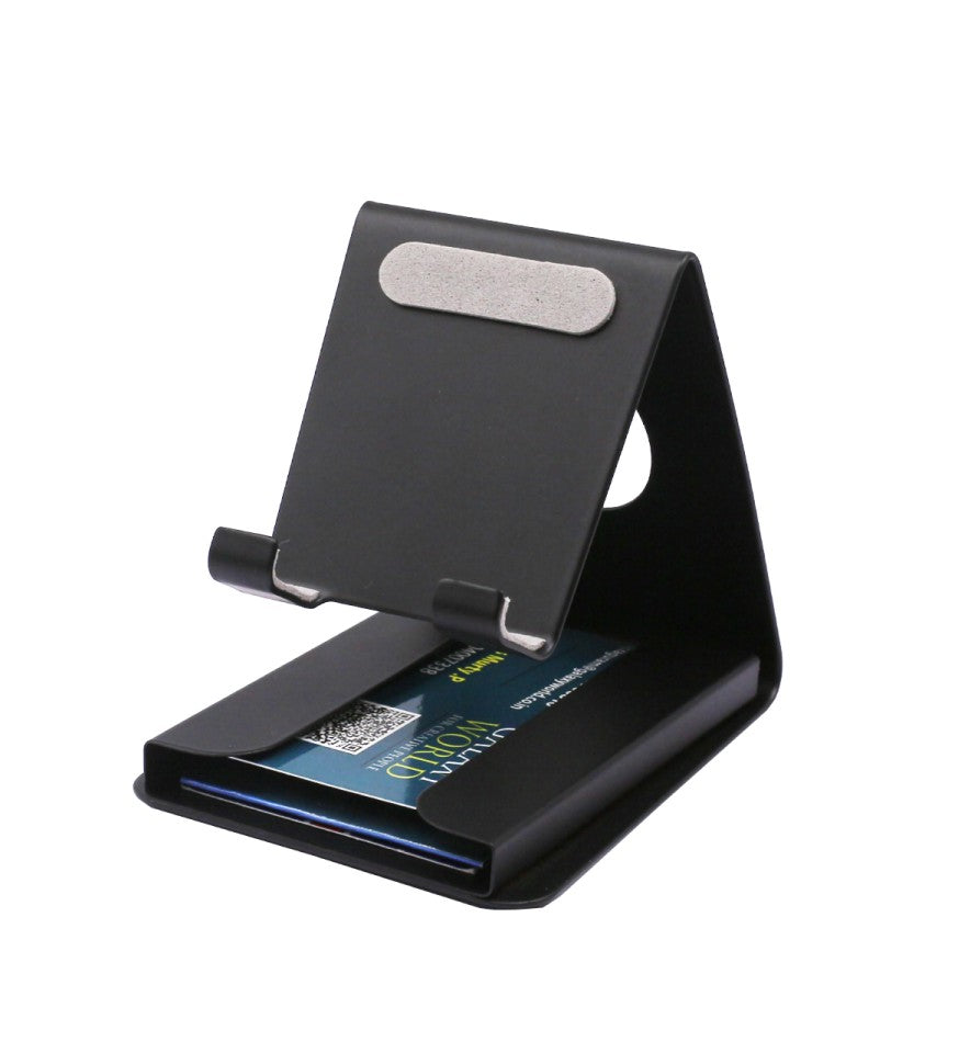Metal Mobile Stand with Visiting Card Holder (H1407 - Black)