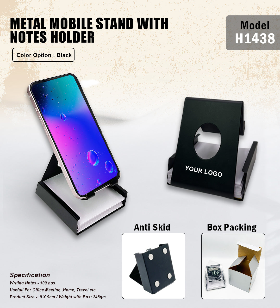 Metal Mobile Stand with Sticky Notes H1438