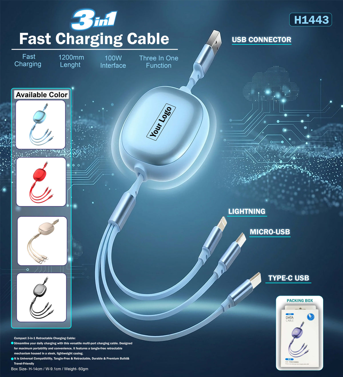 3 in 1 Fast Charging Cable H1443