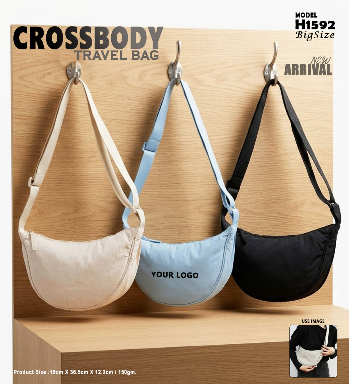 Crossbody Travel Bag H1592 -  Big