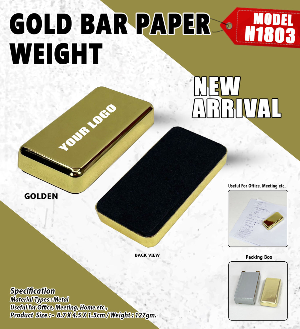 Gold Bar Paper Weight H1803