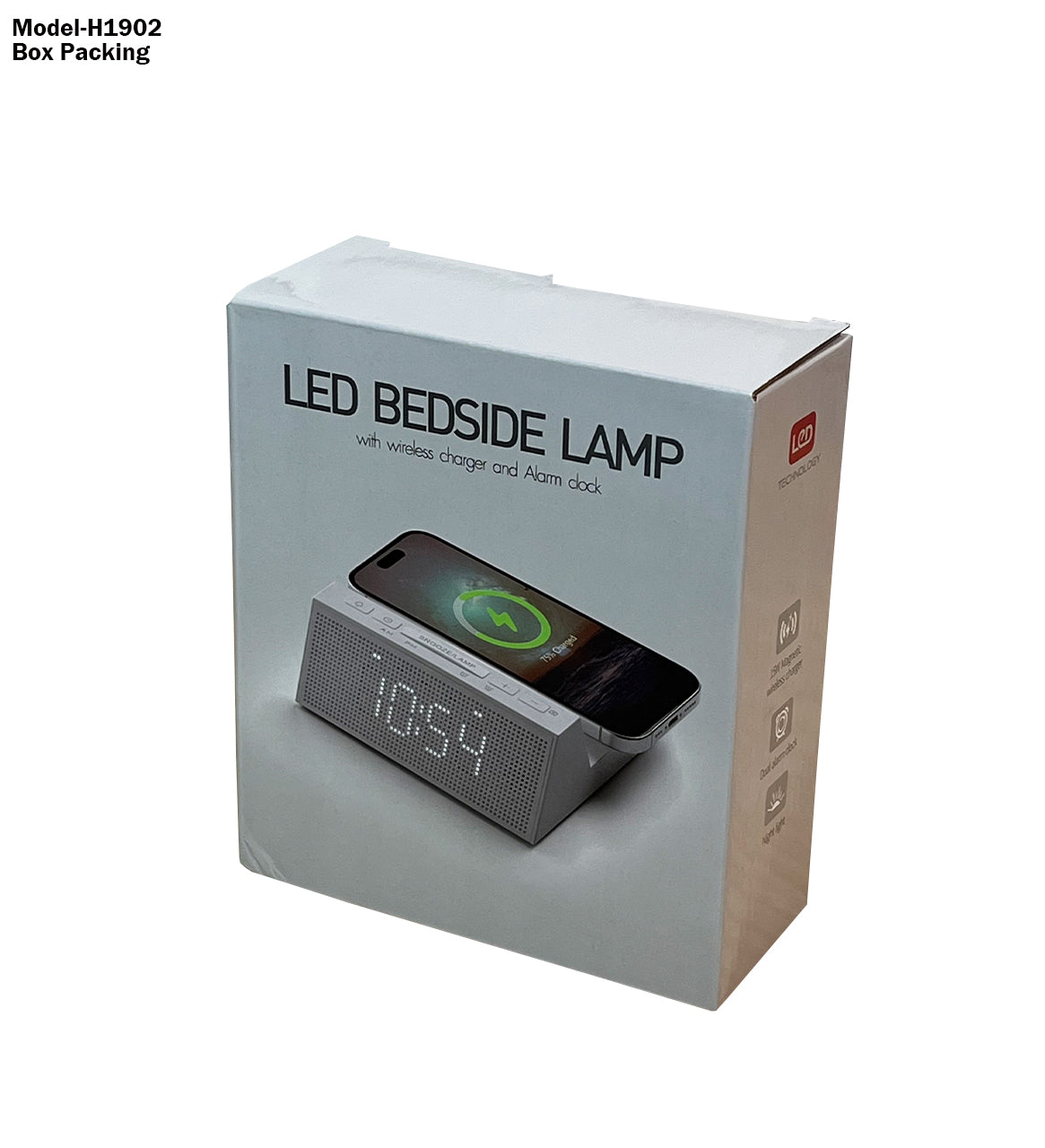 LED Bedside Lamp With Wireless Charger And Alarm Clock H1902