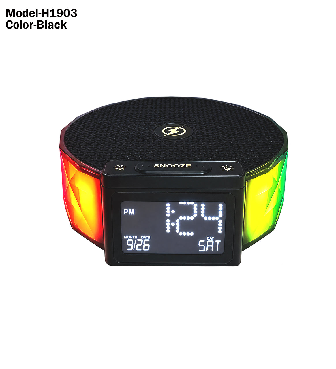 Multifunctional Bedside Clock With Wireless Charger & Night Light H1903