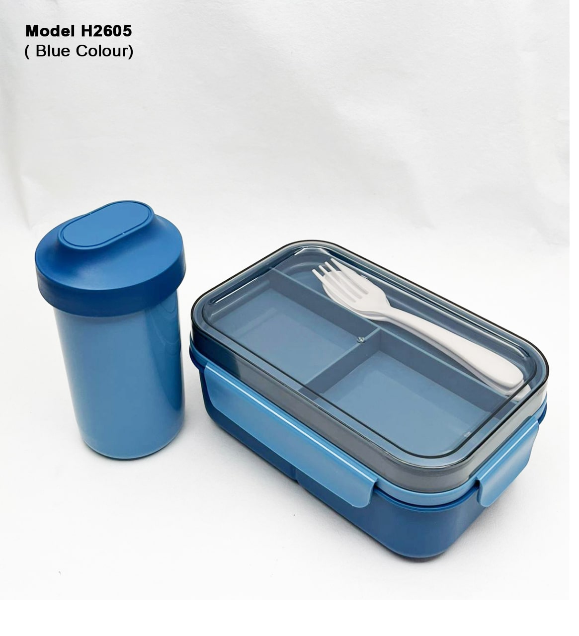 3 Compartment Lunch Box With Bottle, Spoon & Fork H2605