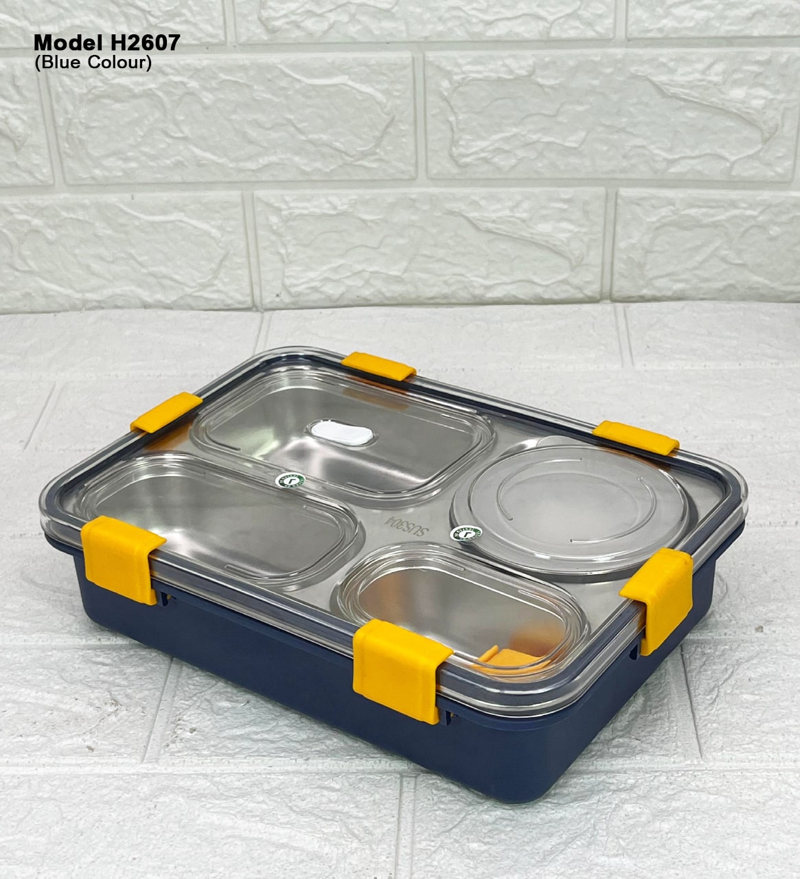 4 Compartment Lunch Box With Spoon & Fork H2607