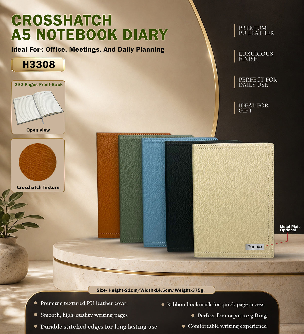Crosshatch A5 Notebook Diary H3308