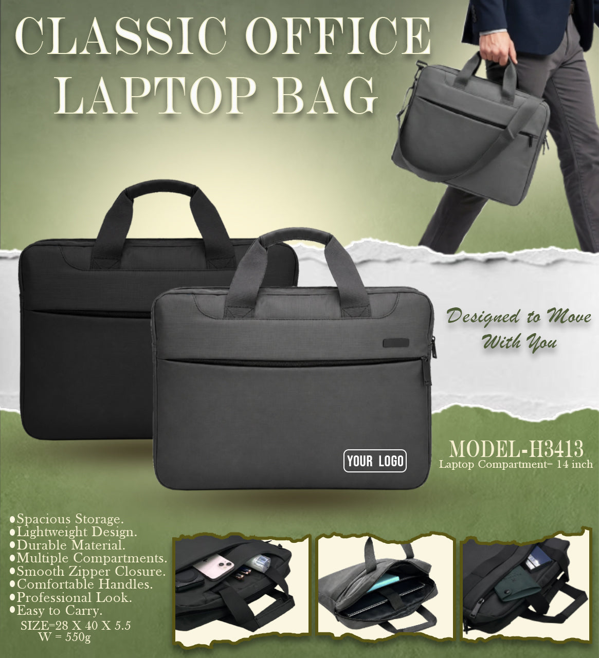 Classic Office Laptop Bag H3413