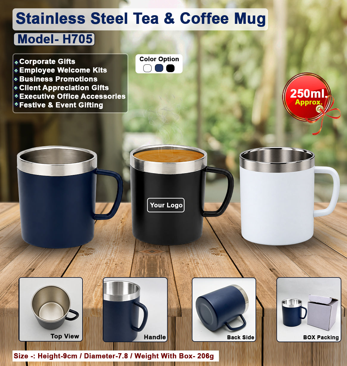 Stainless Steel Tea & Coffee Mug H705