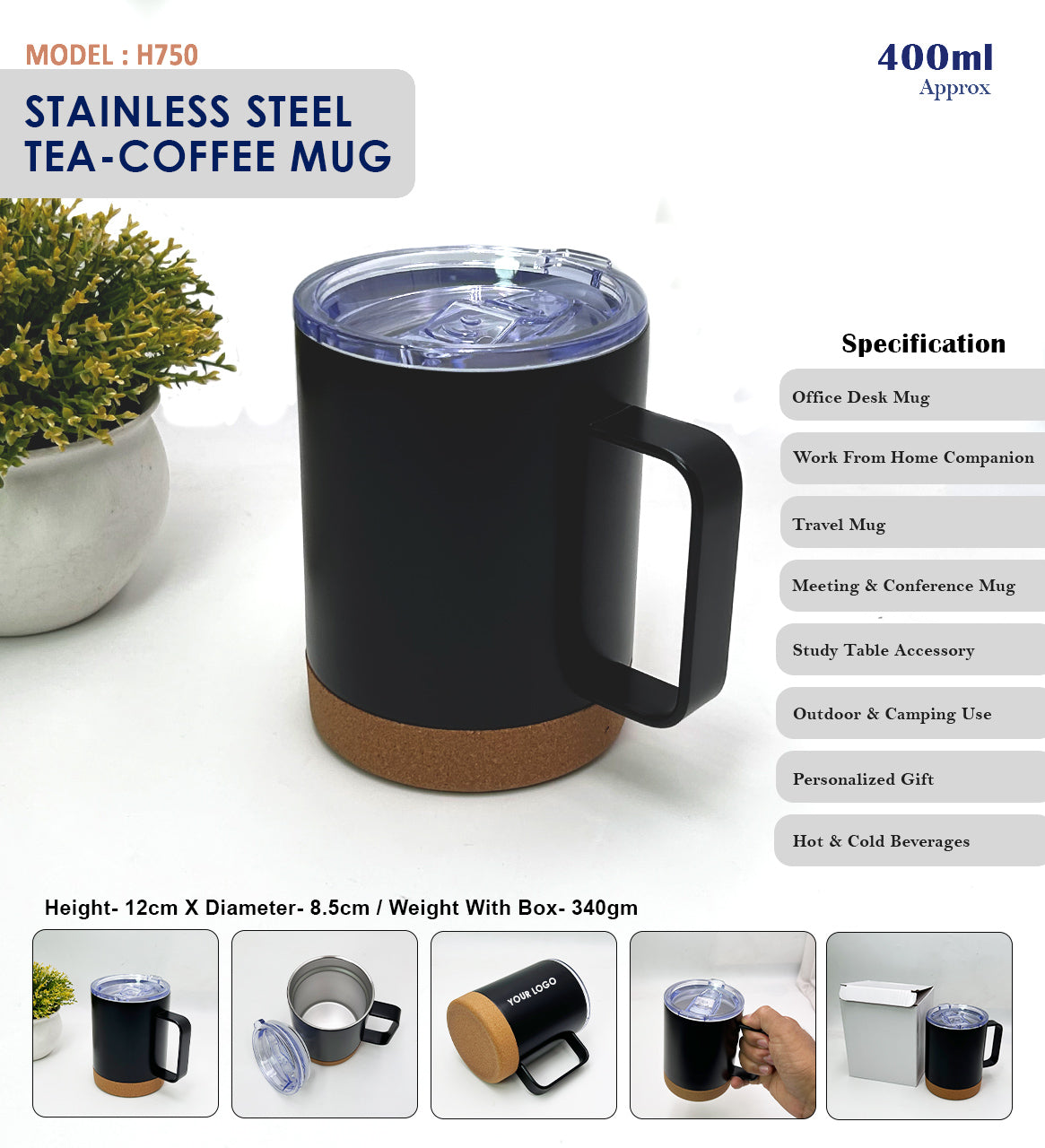 Steel Tea-Coffee Mug H750