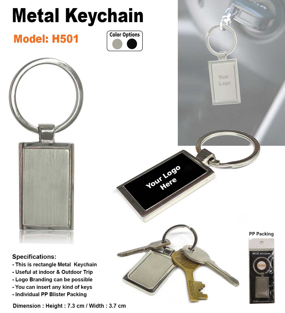 Metal Keychain Square Shape H501