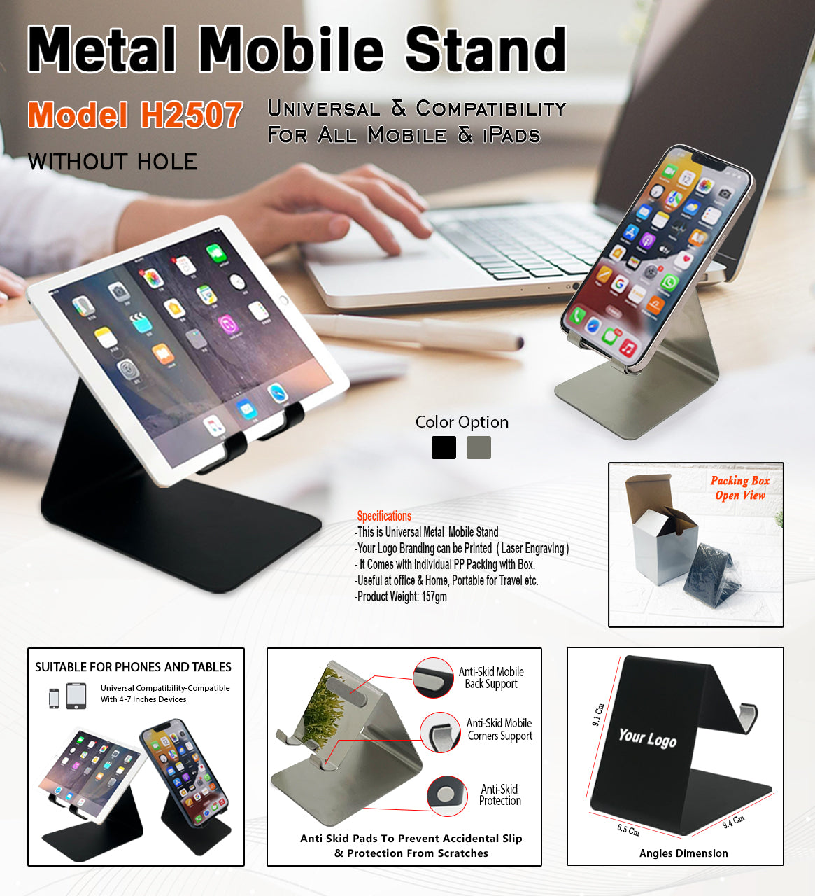 Metal Mobile Stand - Silver H2507
