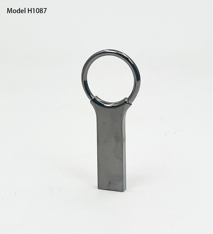 USB Key Holder Pendrive (H1087 - 16GB Silver Satin Black)