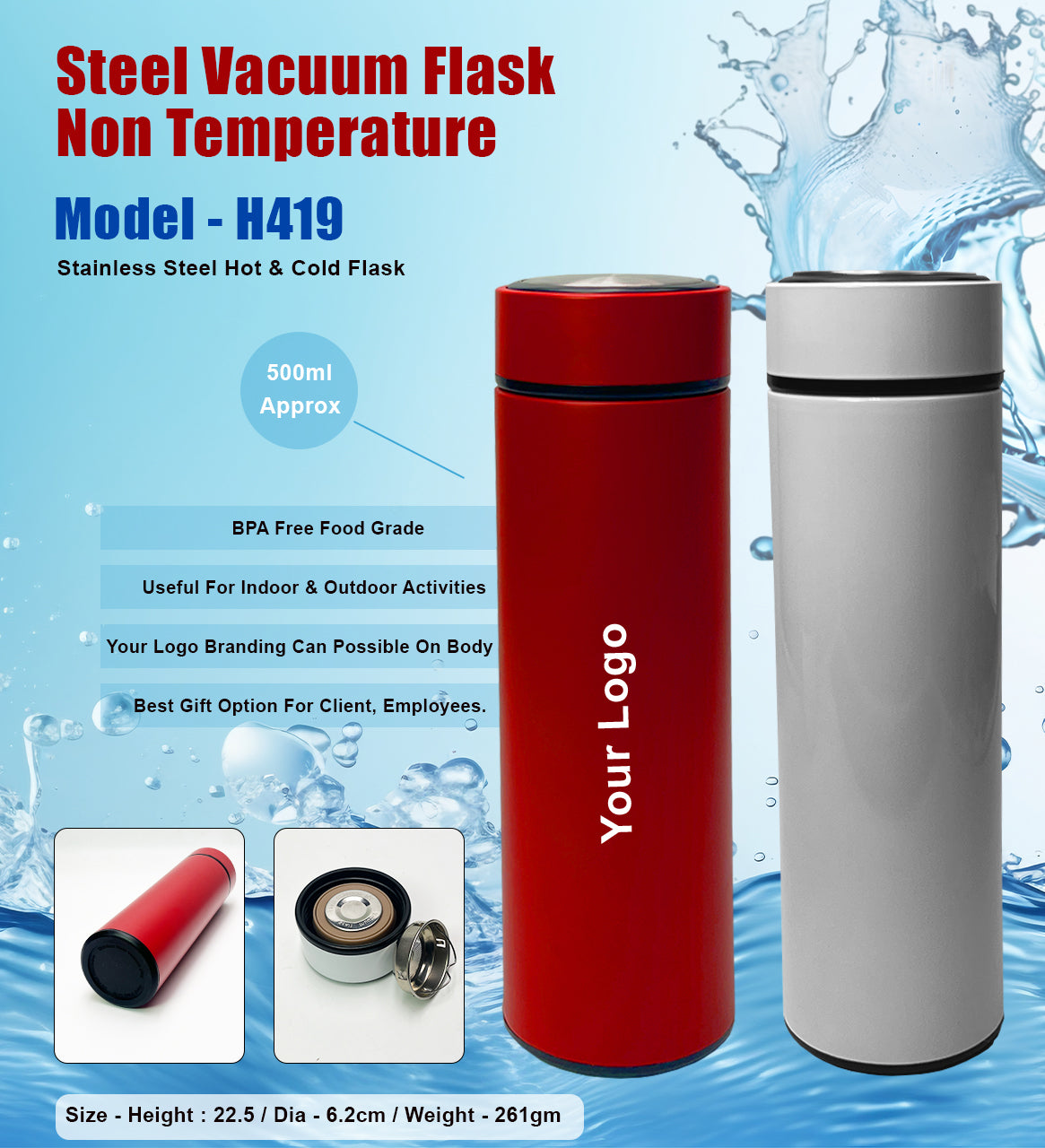 Steel Vacuum Flask H419 500ml